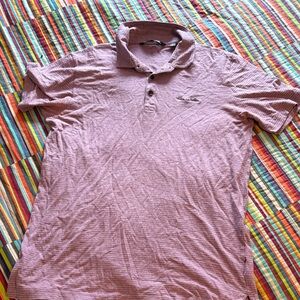 Men's Polo Shirt size medium, striped purple, gray embroidered logo